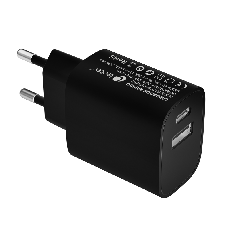 Cargador pared leotec 20w carga rapida