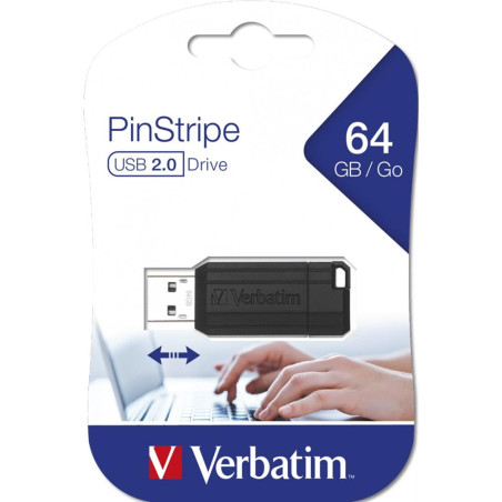 Memoria usb 20 verbatim pinstripe 64gb