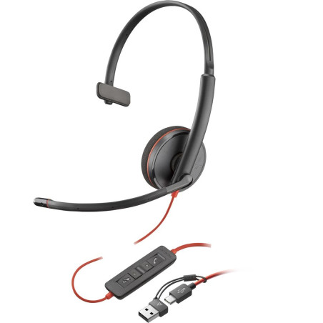 Auriculares poly blackwire 3210 monaural usb c