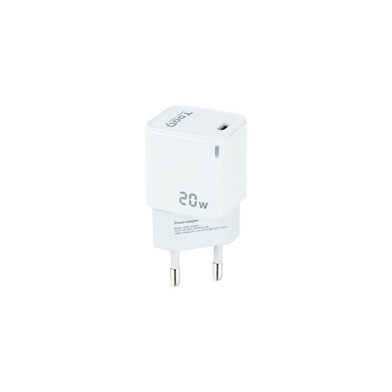 Cargador pared tooq usb c blanco 20w