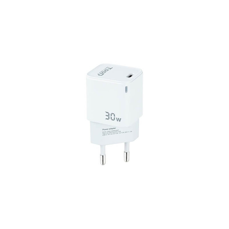 Cargador pared tooq usb c blanco 30w