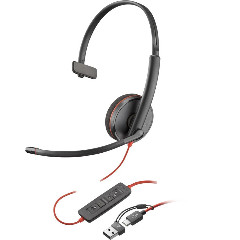 Auriculares poly monoaurales blackwire 3210 usb c